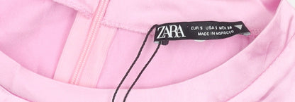 Zara Women Pink Shift Dress Size 8 Short Sleeve Knee Length Polyester