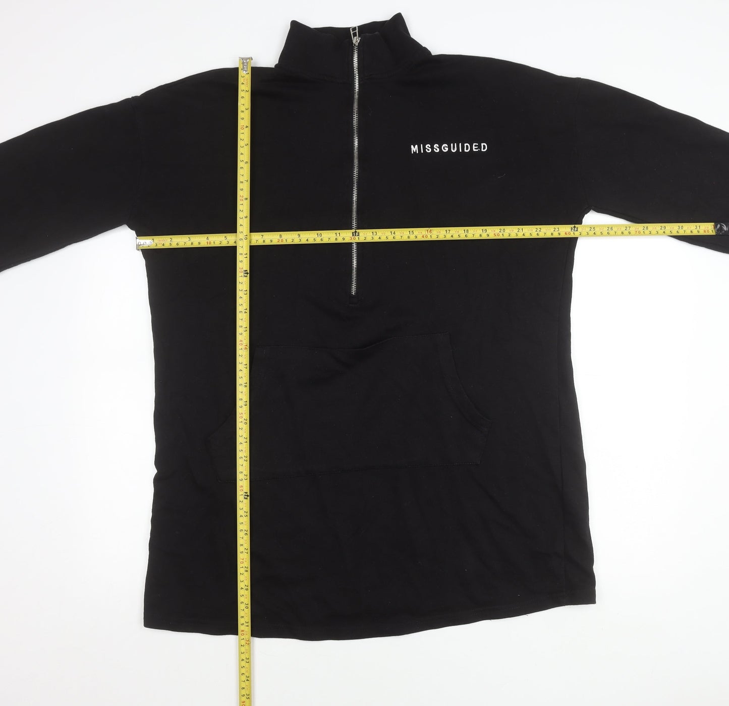 Missguided Women’s Black UK 10 Half Zip Sweatshirt Tunic