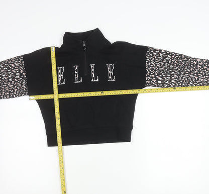 ELLE Junior Girls Black Animal Print Zip Sweatshirt 9 Years