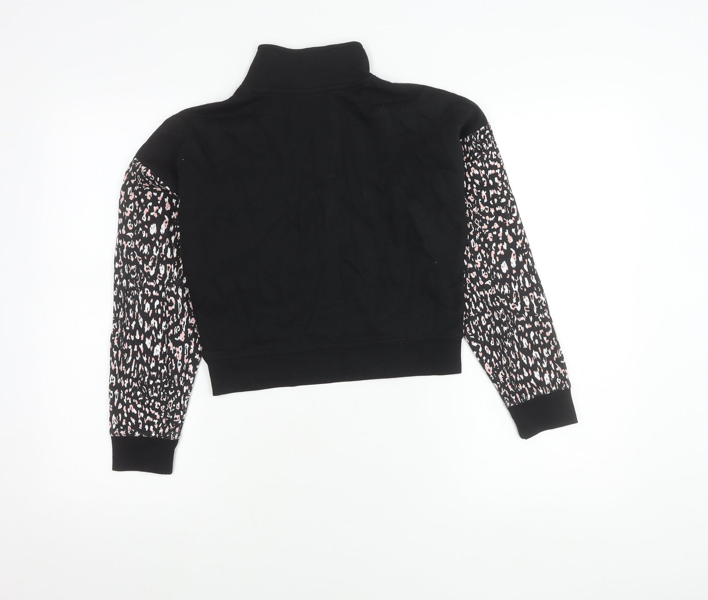 ELLE Junior Girls Black Animal Print Zip Sweatshirt 9 Years