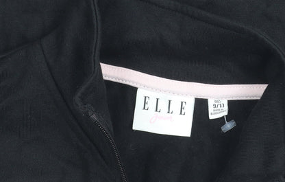 ELLE Junior Girls Black Animal Print Zip Sweatshirt 9 Years