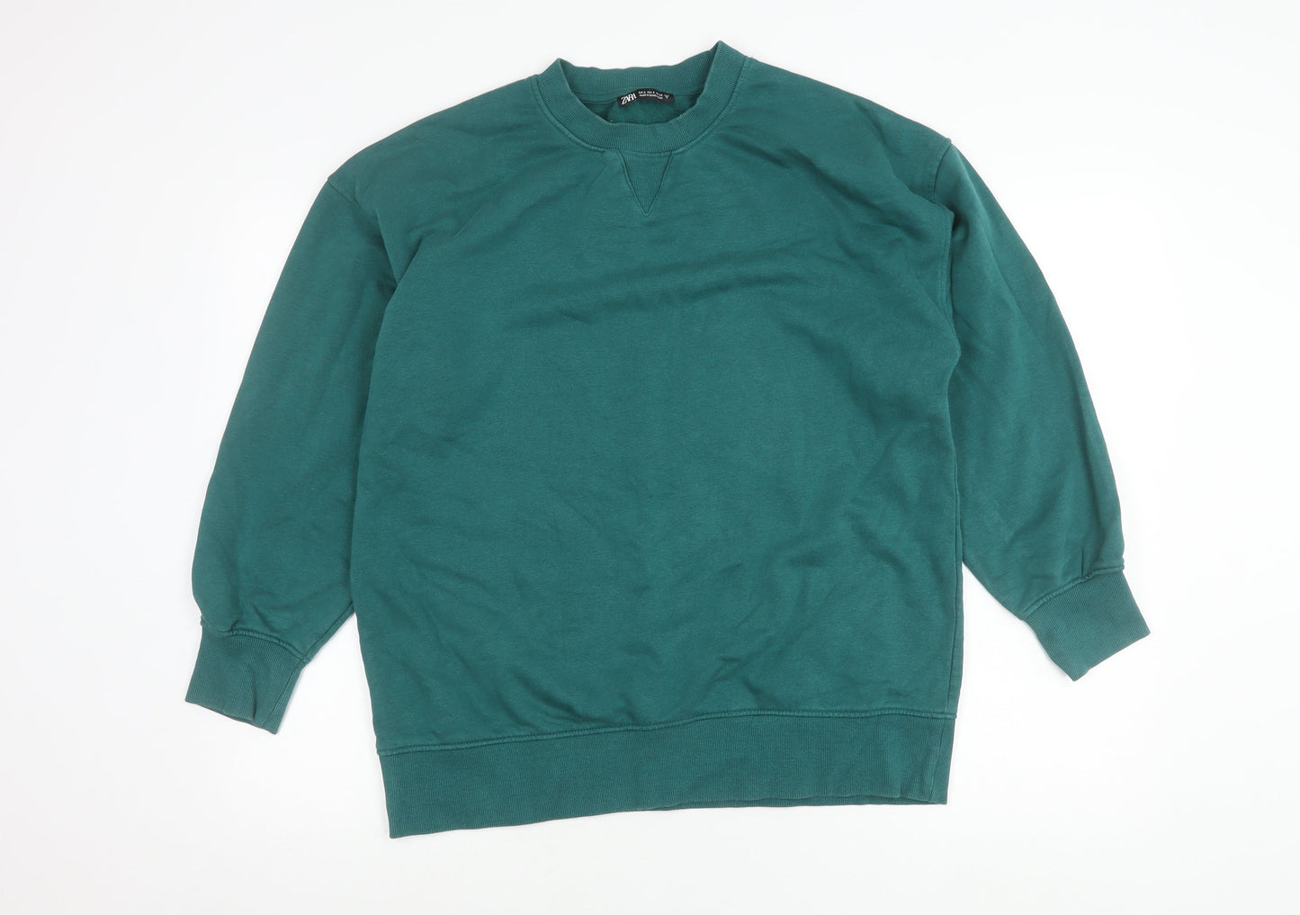 Zara Women’s Green Pullover Sweatshirt Size S Cotton Blend