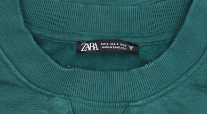 Zara Women’s Green Pullover Sweatshirt Size S Cotton Blend