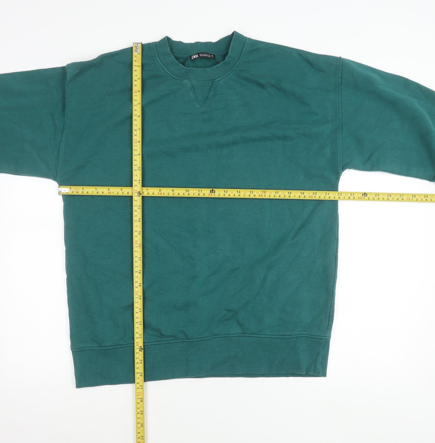 Zara Women’s Green Pullover Sweatshirt Size S Cotton Blend