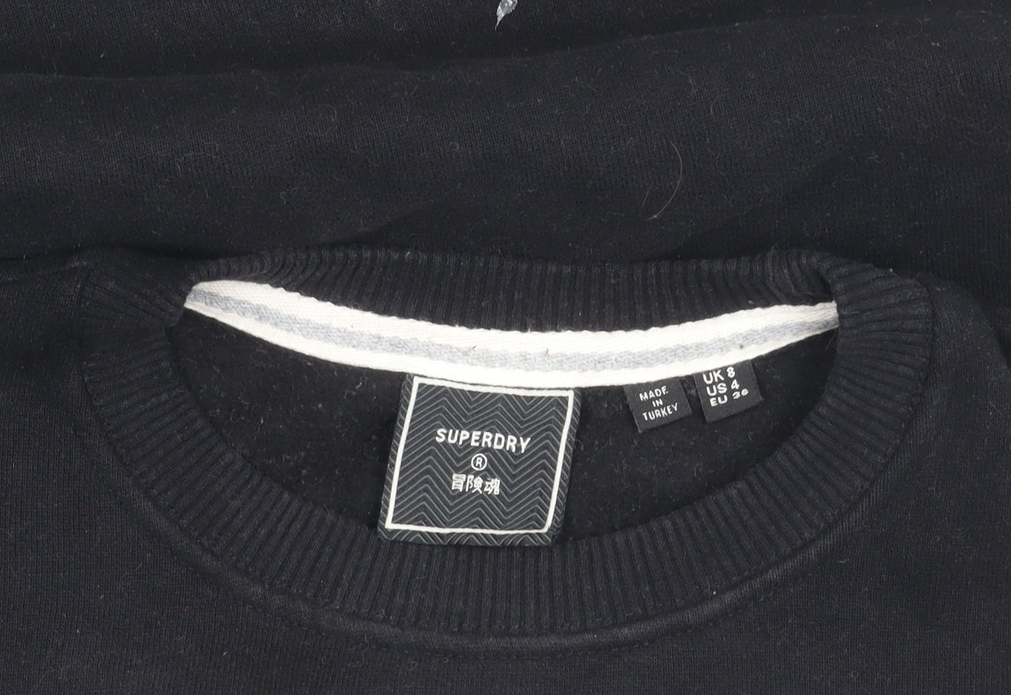 Superdry Womens Black Crew Neck Sweatshirt Size 8 Pullover