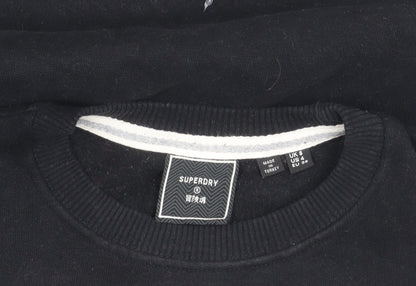 Superdry Womens Black Crew Neck Sweatshirt Size 8 Pullover