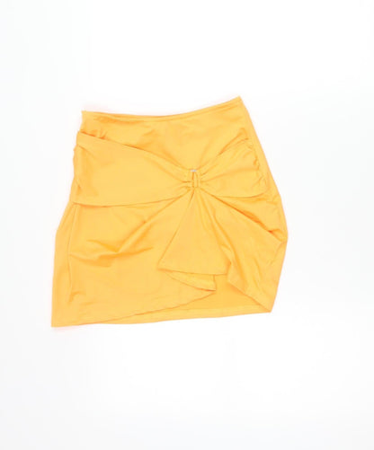 PrettyLittleThing Women’s Orange Size 8 Ruched Bodycon Mini Skirt