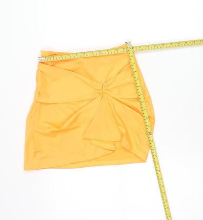 PrettyLittleThing Women’s Orange Size 8 Ruched Bodycon Mini Skirt