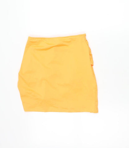 PrettyLittleThing Women’s Orange Size 8 Ruched Bodycon Mini Skirt