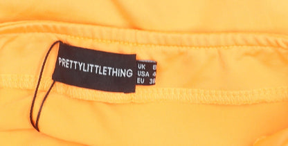 PrettyLittleThing Women’s Orange Size 8 Ruched Bodycon Mini Skirt