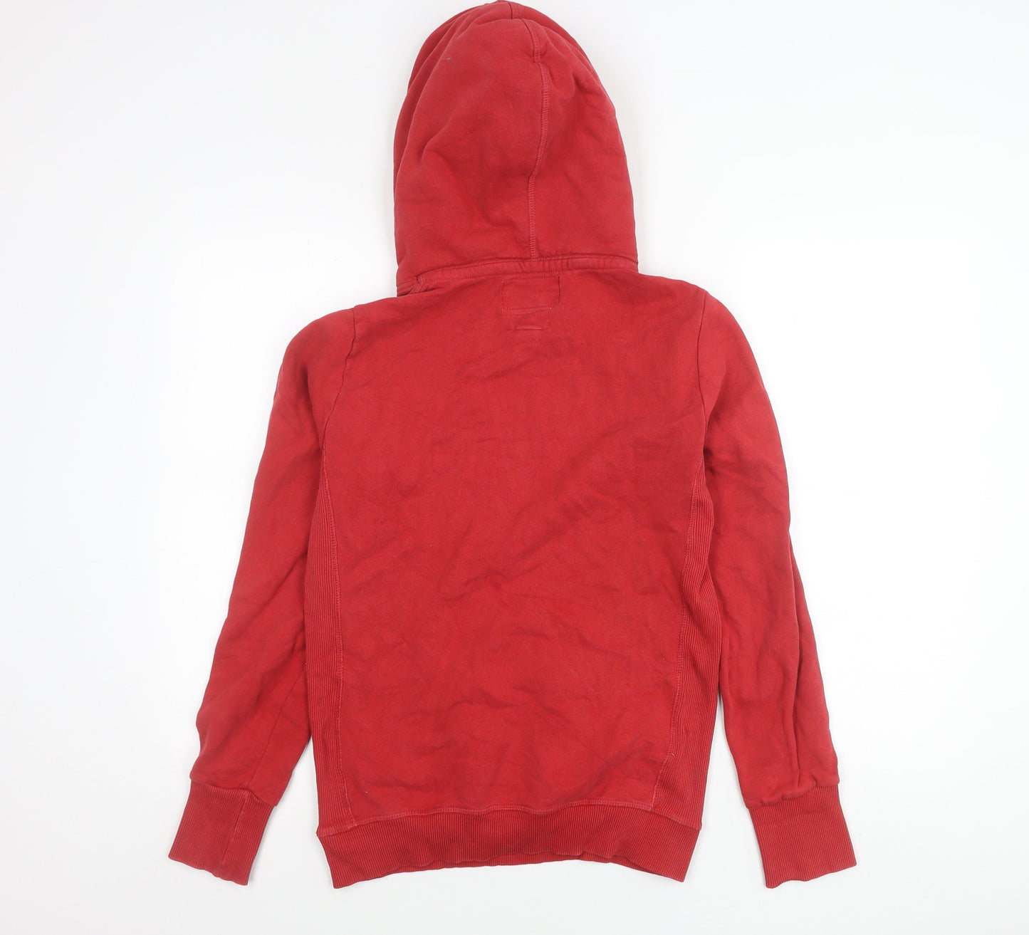 Superdry Boys Red Pullover Hoodie Medium Logo Print Cotton Blend
