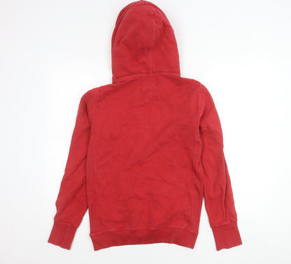 Superdry Boys Red Pullover Hoodie Medium Logo Print Cotton Blend