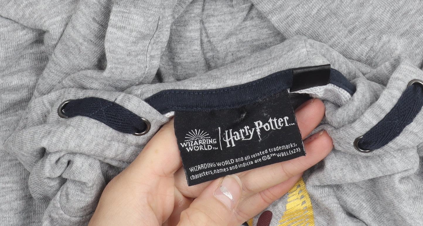 Harry Potter Boys Grey Pullover Hoodie 9-10 Years Hooded Graphic Print