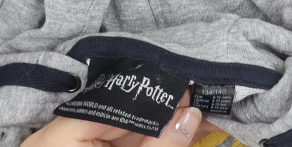 Harry Potter Boys Grey Pullover Hoodie 9-10 Years Hooded Graphic Print