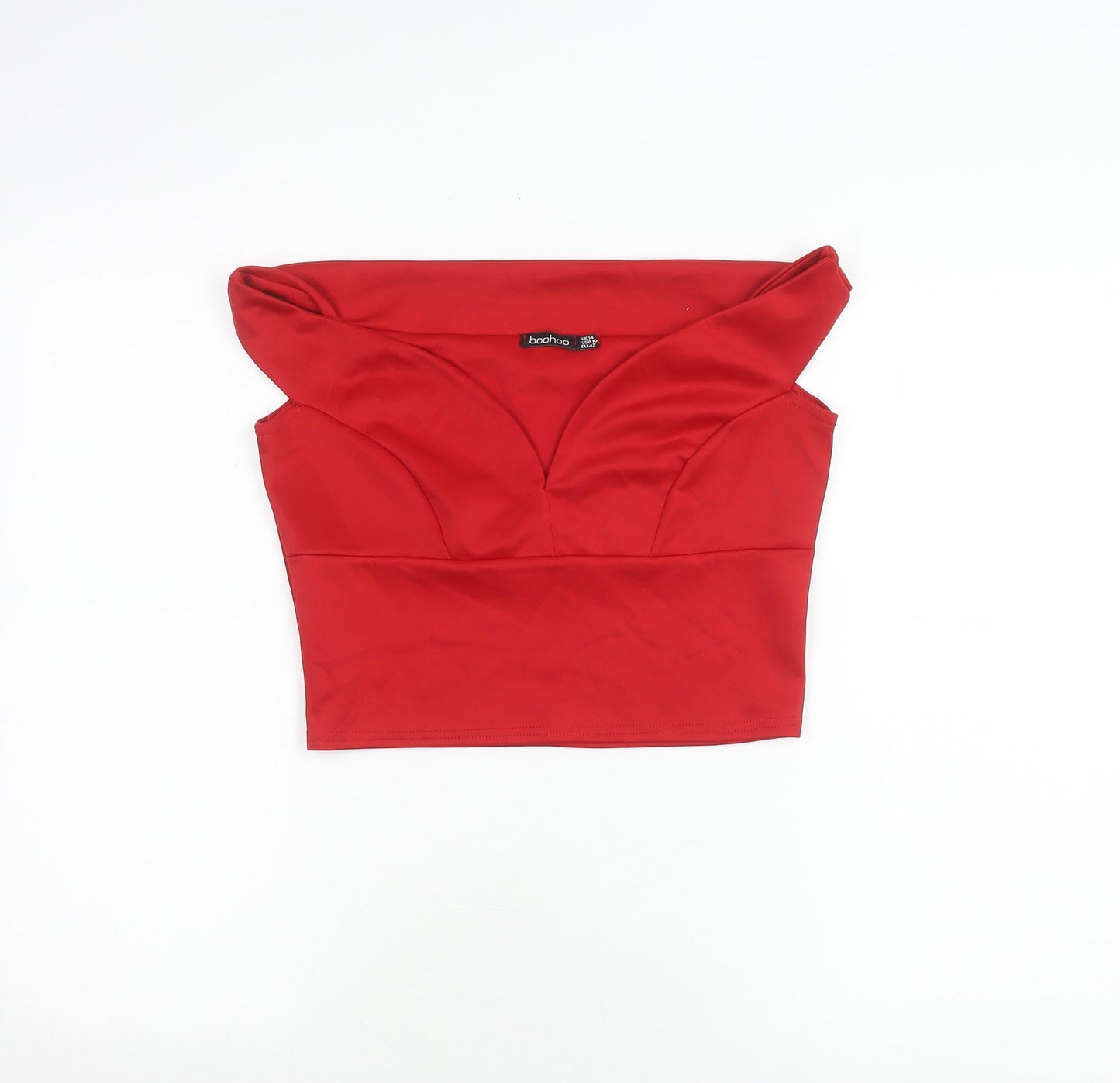 Boohoo Womens Red Cropped Sweetheart Neck Sleeveless Top Size 14