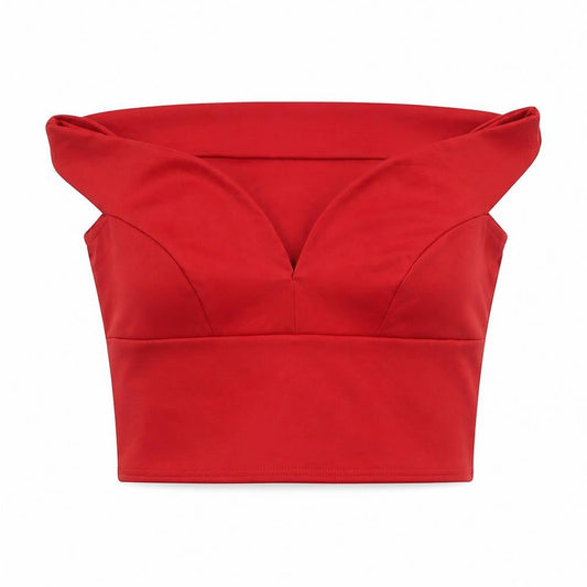 Boohoo Womens Red Cropped Sweetheart Neck Sleeveless Top Size 14
