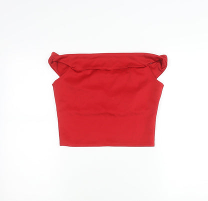 Boohoo Womens Red Cropped Sweetheart Neck Sleeveless Top Size 14