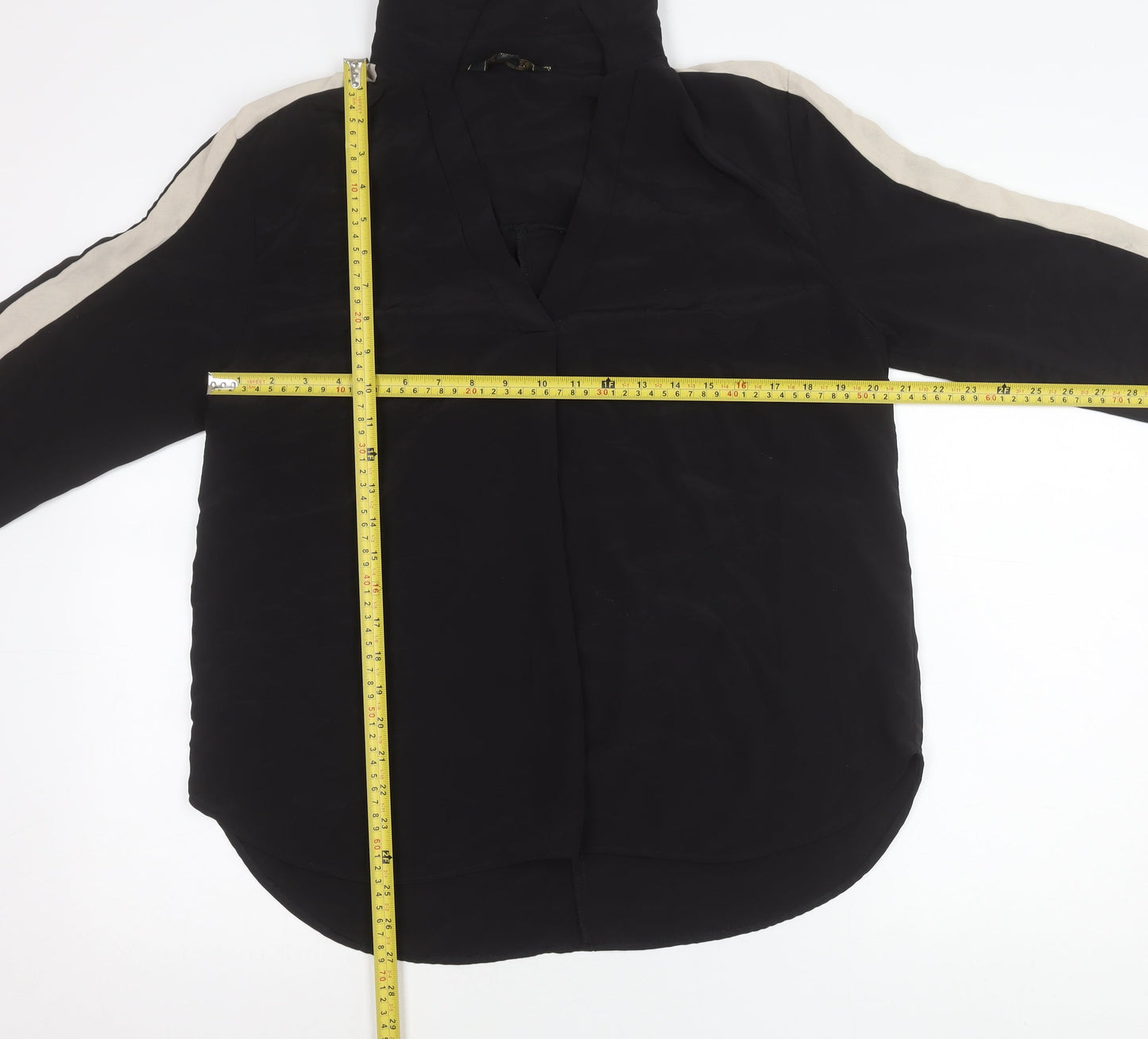 Lipsy Women’s Black Collared Button-Up Shirt Blouse UK 14 Long Sleeve