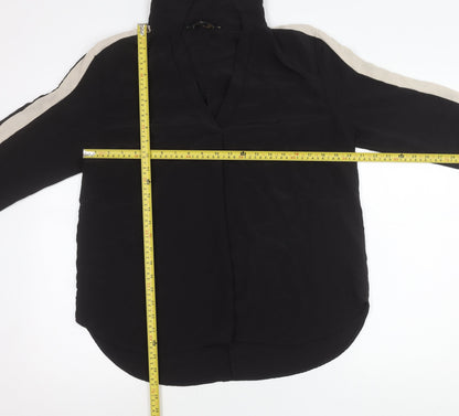 Lipsy Women’s Black Collared Button-Up Shirt Blouse UK 14 Long Sleeve
