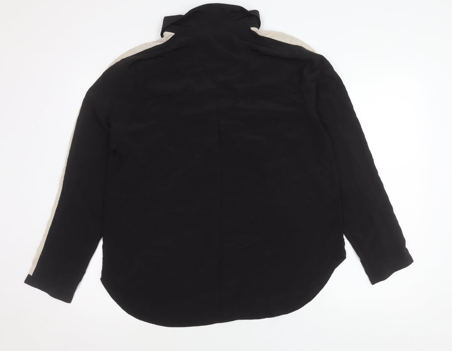 Lipsy Women’s Black Collared Button-Up Shirt Blouse UK 14 Long Sleeve