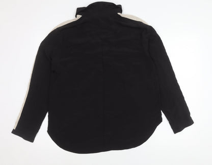 Lipsy Women’s Black Collared Button-Up Shirt Blouse UK 14 Long Sleeve