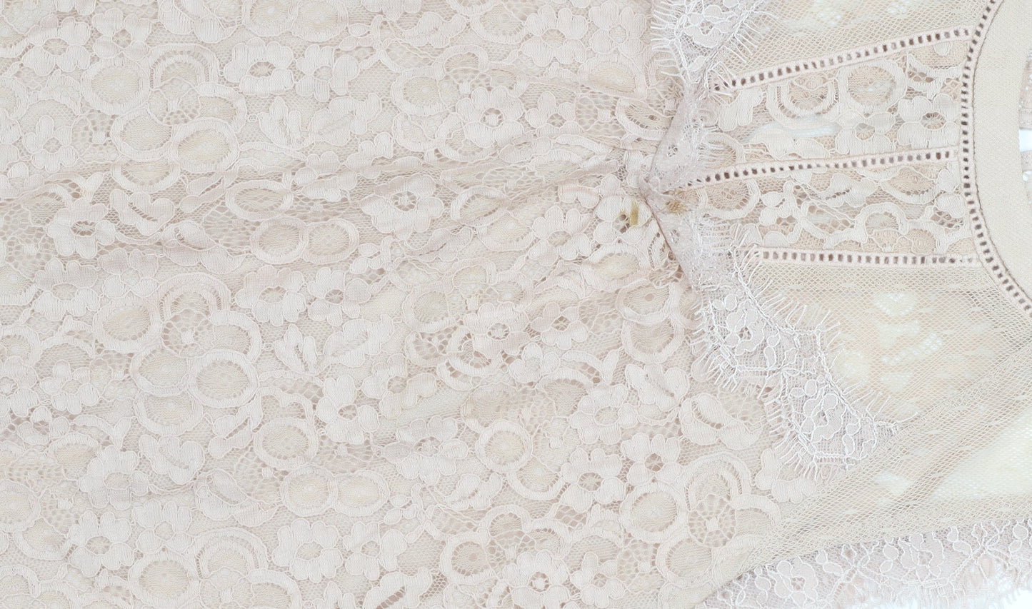 New Look Women’s Beige Lace High Neck Sleeveless Blouse Size 10