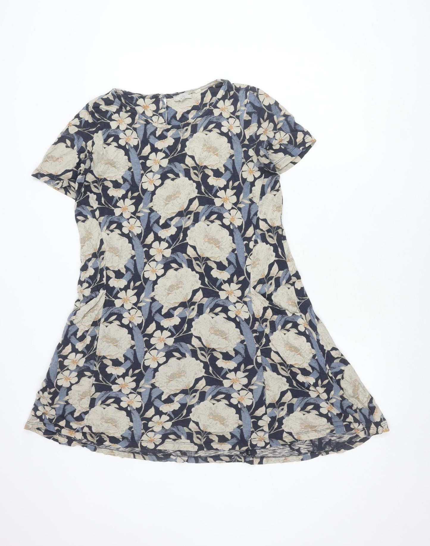 Womens UK Size 8 Fat Face Blue Tunic Blouse