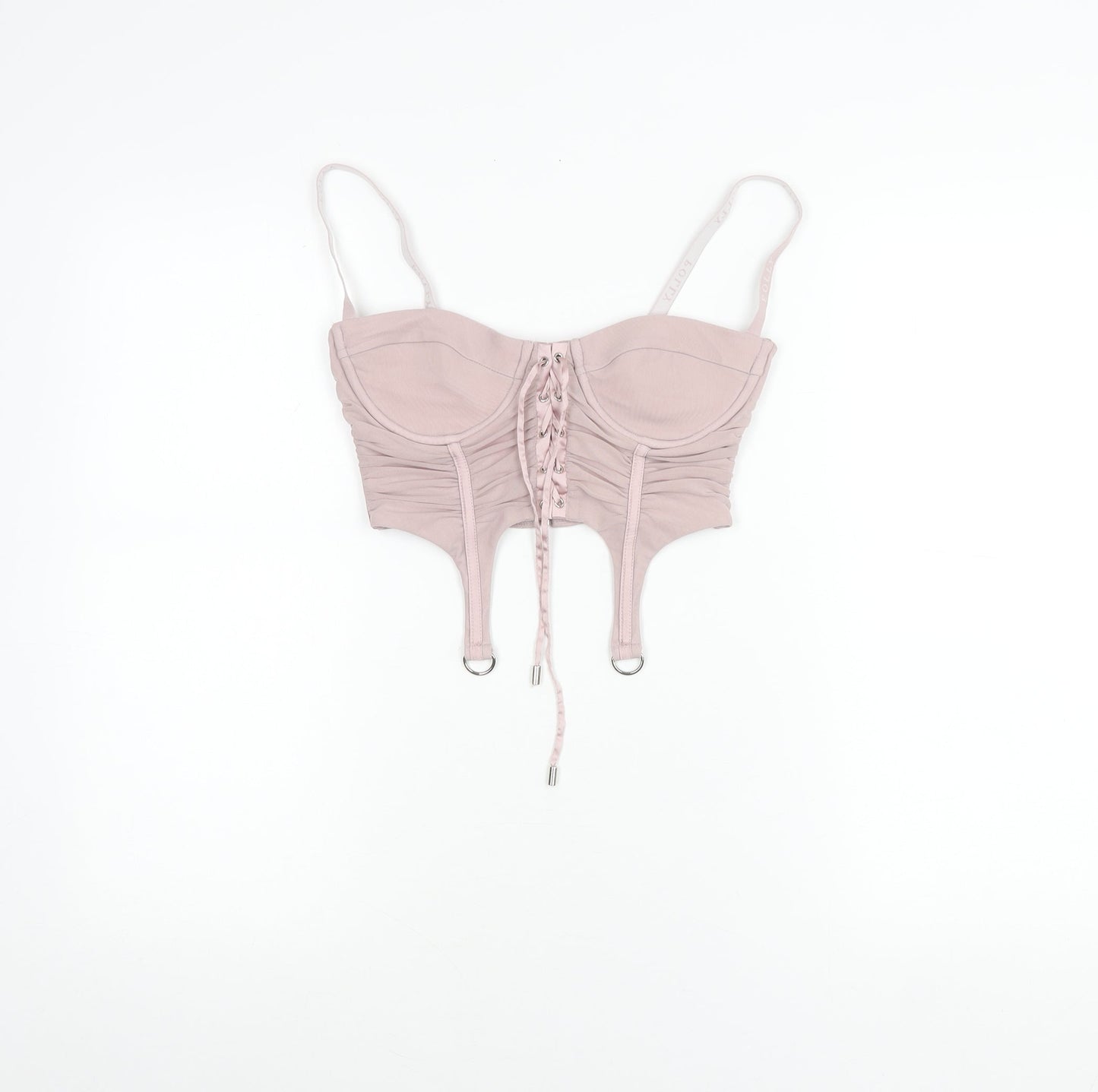Oh Polly Women’s Pink Size 8 Slim Fit Camisole Ruched Mesh Top