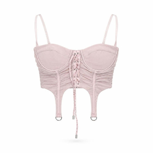 Oh Polly Women’s Pink Size 8 Slim Fit Camisole Ruched Mesh Top