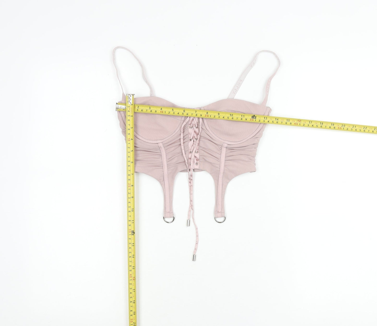 Oh Polly Women’s Pink Size 8 Slim Fit Camisole Ruched Mesh Top