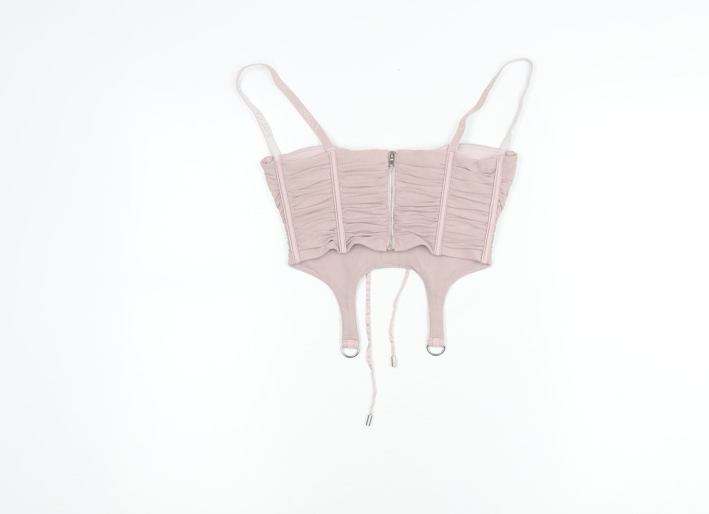 Oh Polly Women’s Pink Size 8 Slim Fit Camisole Ruched Mesh Top