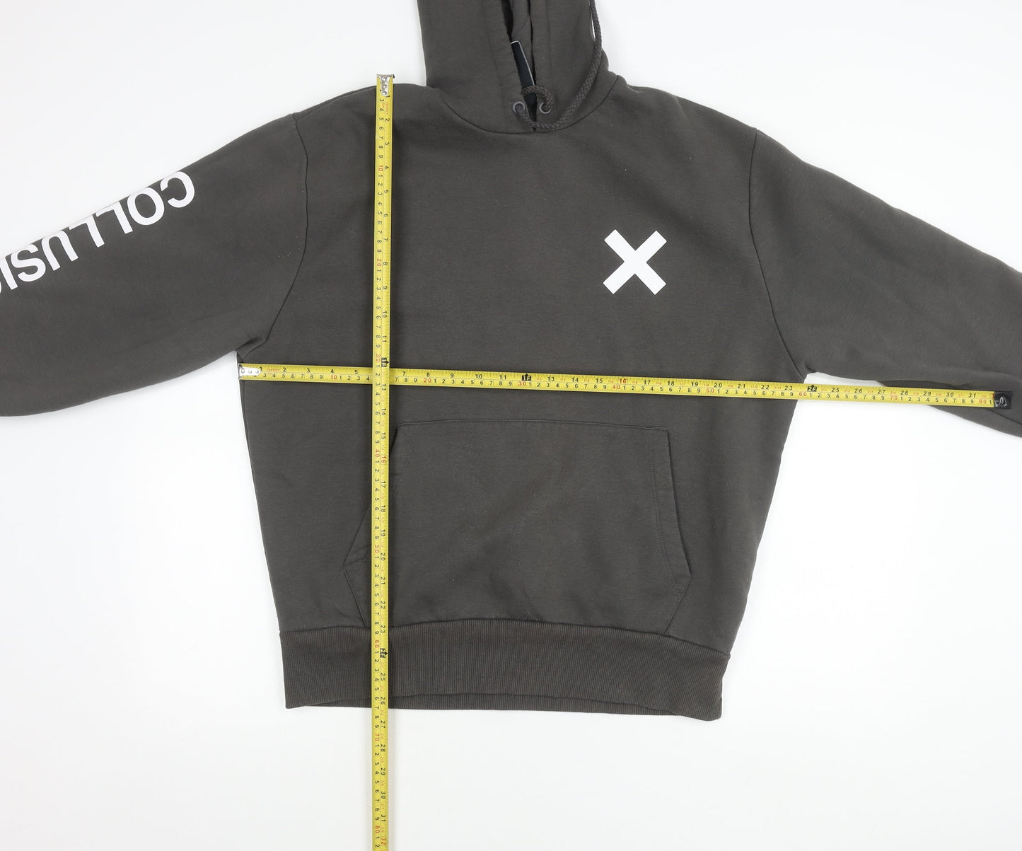 Collusion Men’s Black Pullover Hoodie Small Logo Graphic Print