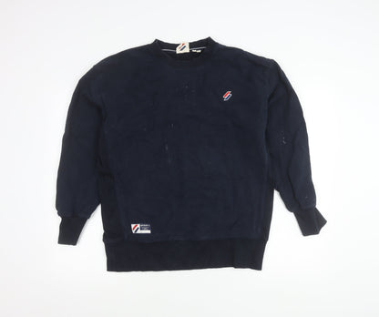 Superdry Men’s Blue XS Pullover Crew Neck Sweatshirt Logo