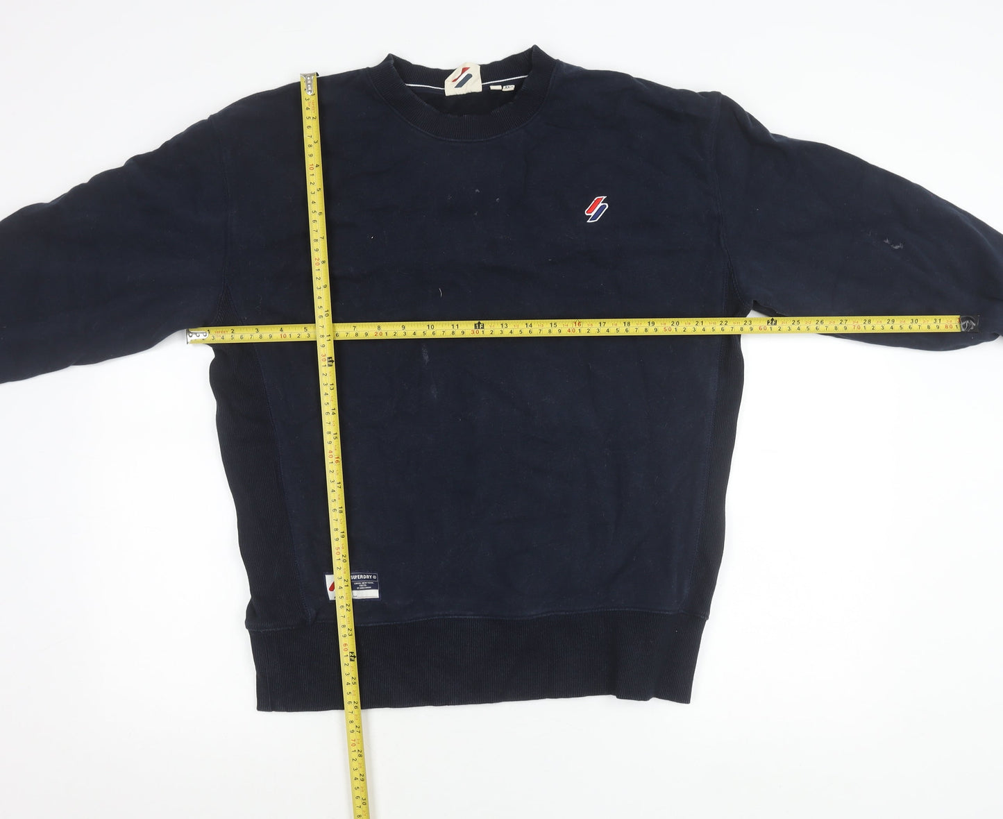 Superdry Men’s Blue XS Pullover Crew Neck Sweatshirt Logo