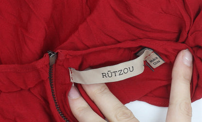 Rützou Women’s Red Sheath Dress Size 6 Viscose Scoop Neck Formal