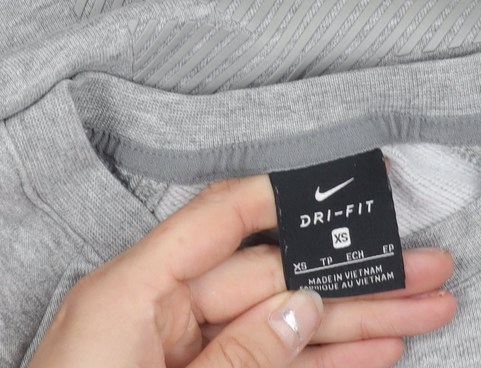 Nike Womens Grey XS Dri-Fit Crew Neck Long Sleeve Sweatshirt