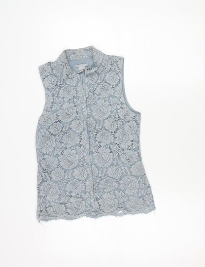 H&M Women’s Grey Lace Sleeveless Collared Blouse Size 6