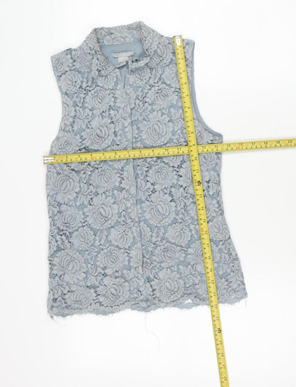 H&M Women’s Grey Lace Sleeveless Collared Blouse Size 6