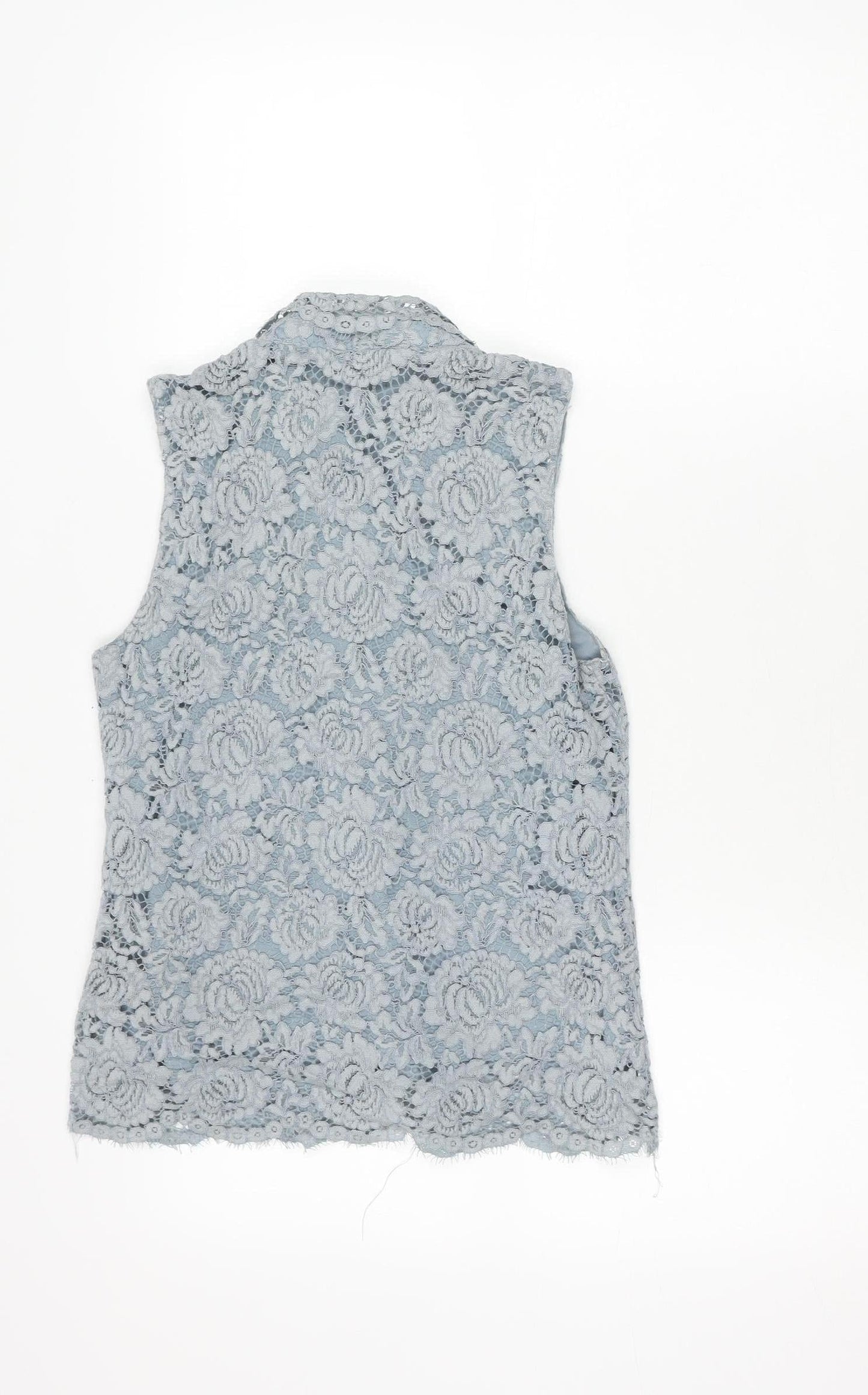 H&M Women’s Grey Lace Sleeveless Collared Blouse Size 6