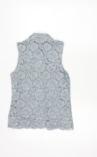 H&M Women’s Grey Lace Sleeveless Collared Blouse Size 6