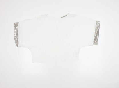 Dorothy Perkins Women White Sequin Trim Blouse UK 4 Party Top