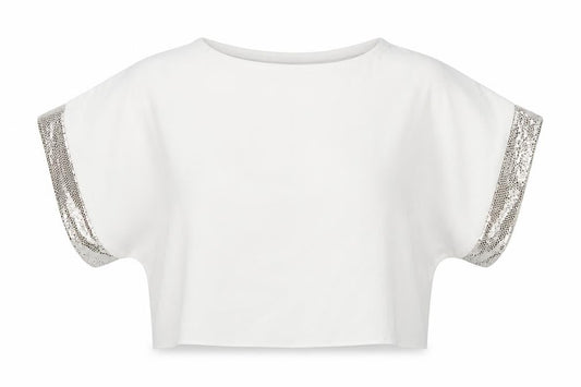 Dorothy Perkins Women White Sequin Trim Blouse UK 4 Party Top