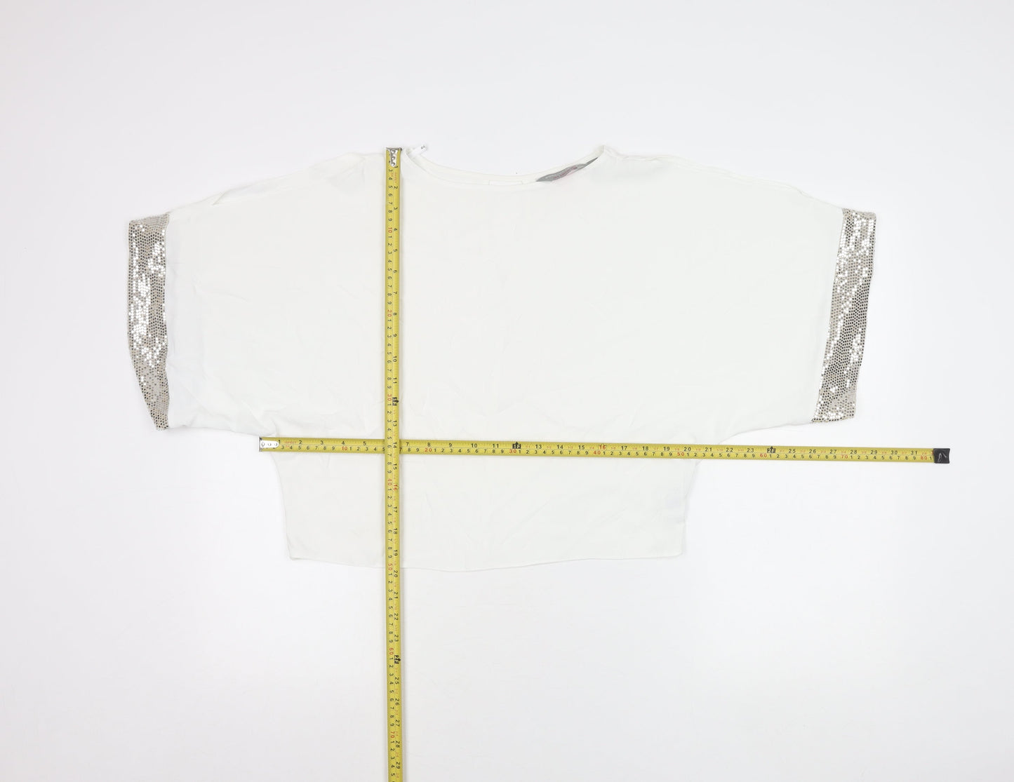 Dorothy Perkins Women White Sequin Trim Blouse UK 4 Party Top