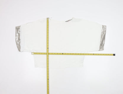 Dorothy Perkins Women White Sequin Trim Blouse UK 4 Party Top