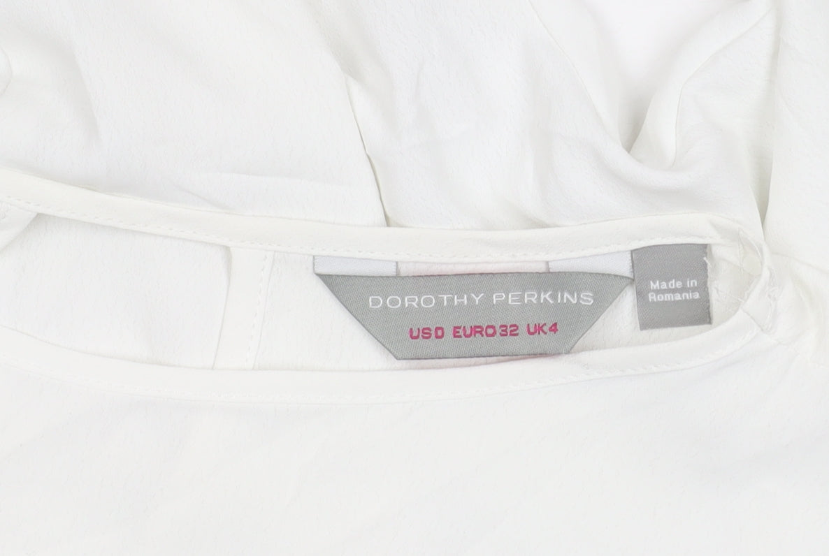 Dorothy Perkins Women White Sequin Trim Blouse UK 4 Party Top
