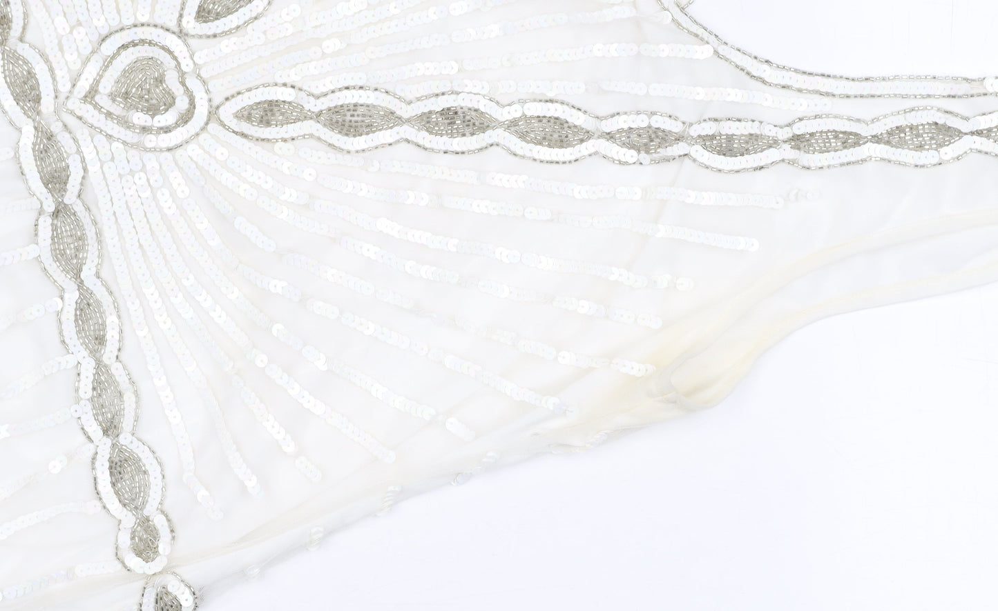 Gatsbylady London Women White Sequin Beaded 20s Sheath Dress Size 16