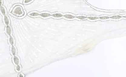 Gatsbylady London Women White Sequin Beaded 20s Sheath Dress Size 16