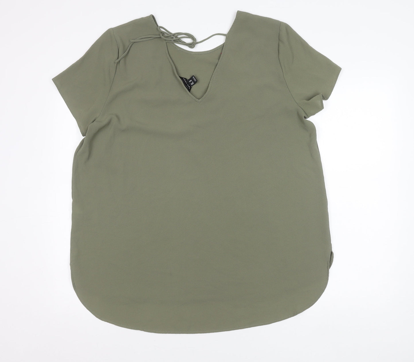 New Look Women’s Green Embroidered V-Neck Short Sleeve Blouse Size 12