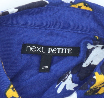 Next Petite Womens Blue Floral Tunic Blouse Size 10 3/4 Sleeve