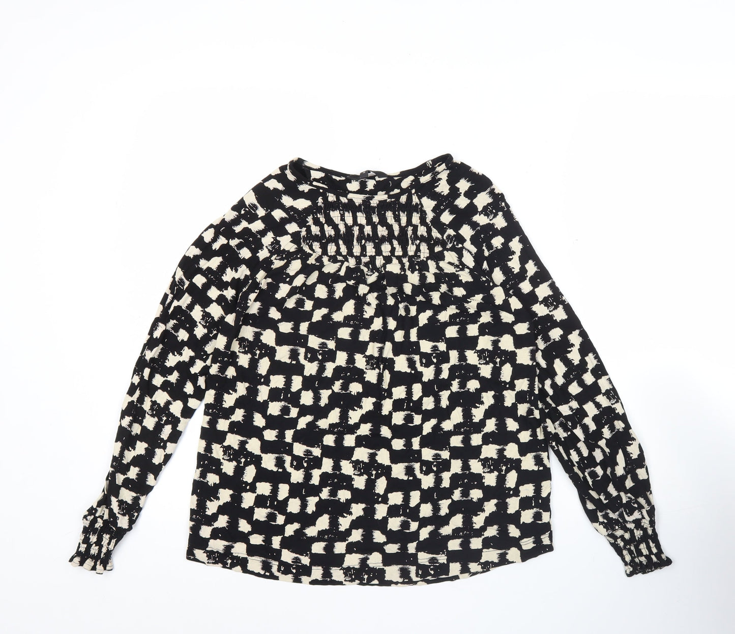 Next Womens Black Geometric Viscose Tunic Blouse Size 10